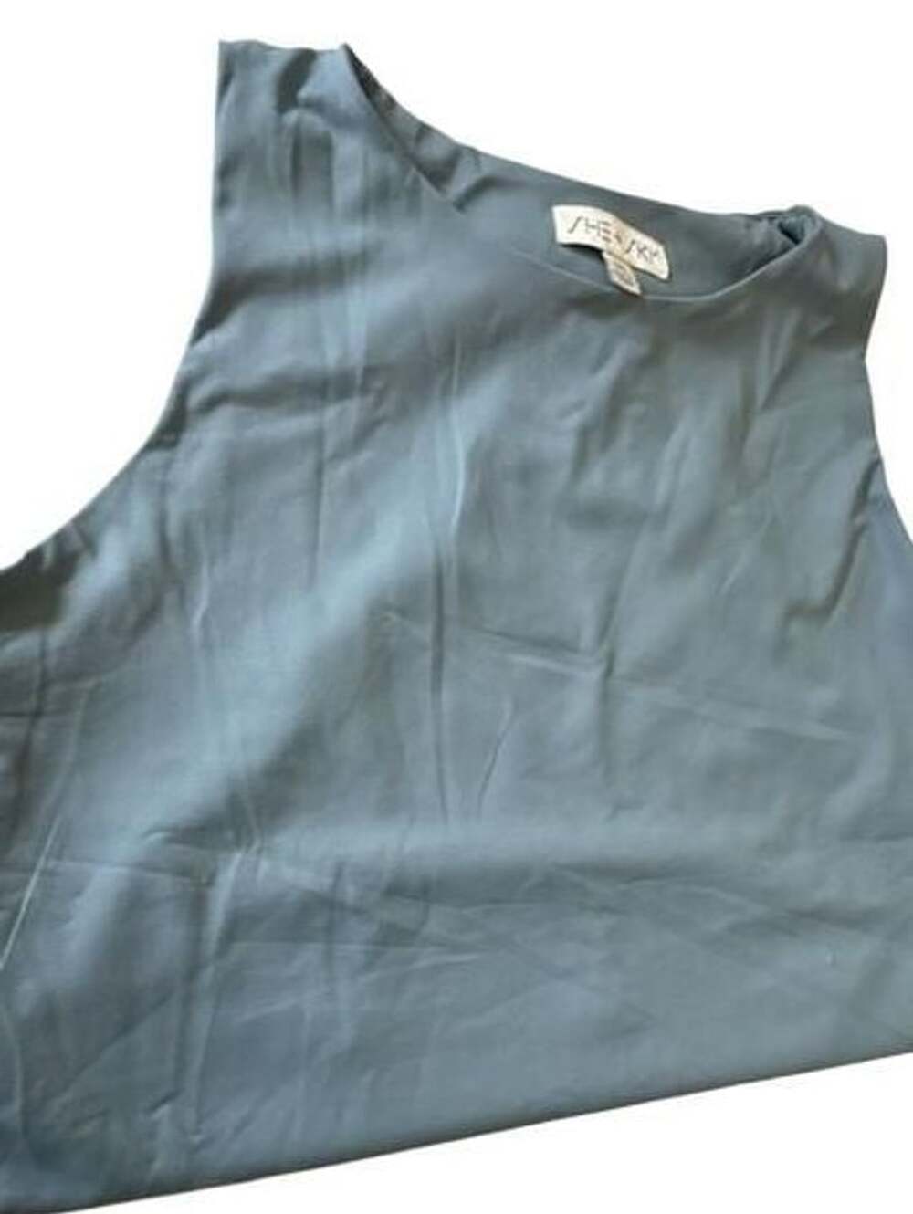 SHE+SKY Sleeveless Mock Neck Bodysuit in Dusty Blue